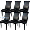 Soft Leather Chair Covers for Dining Chairs set of 6, Stretch Waterproof Dining Chair Covers Protector Oilproof and Scratch-Proof Parson Chairs Cover Modern Style for Kitchen Room(Black, 6Pcs)