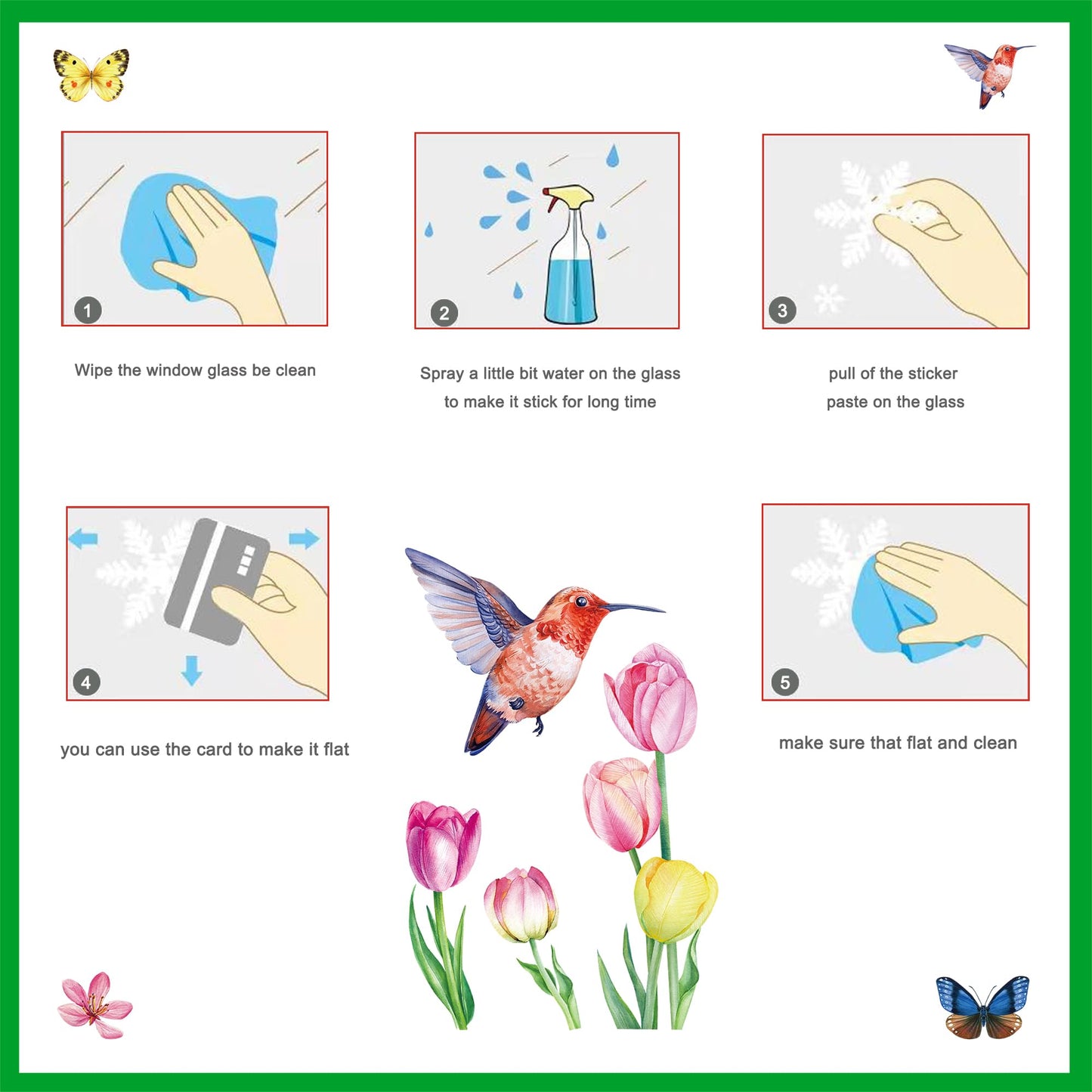 wraphay Spring Window Clings Decorations, 9 Sheets Spring Summer Window Clings for Glass Windows Double-Sided Bird Gel Stickers Decals for Home Party Shop Office School Decor Supplies