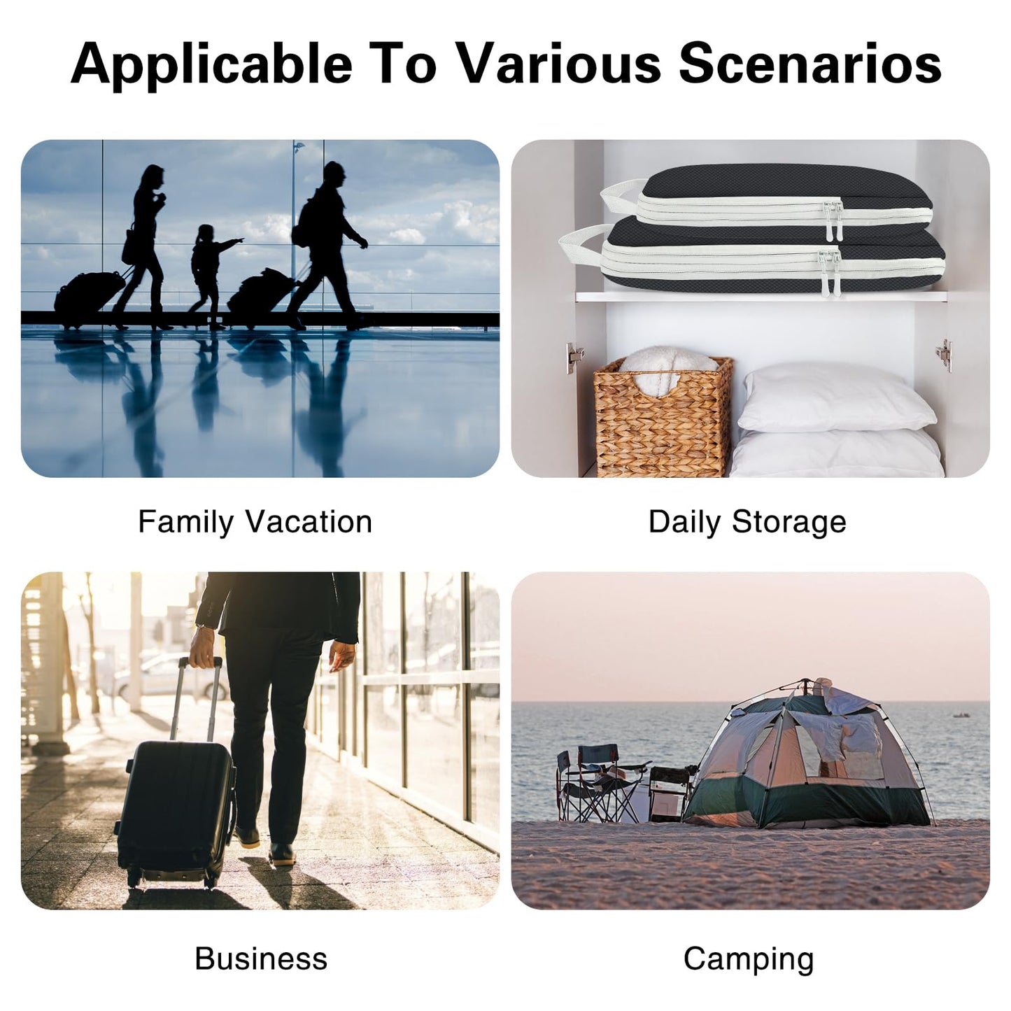 Compression Packing Cubes for Travel,Waterproof Packing Compression Cubes for Travel Packing Organizers,Luggage Cubes for Packing,Ultralight Expandable Packing Cubes Compression (Black 5 Pack)