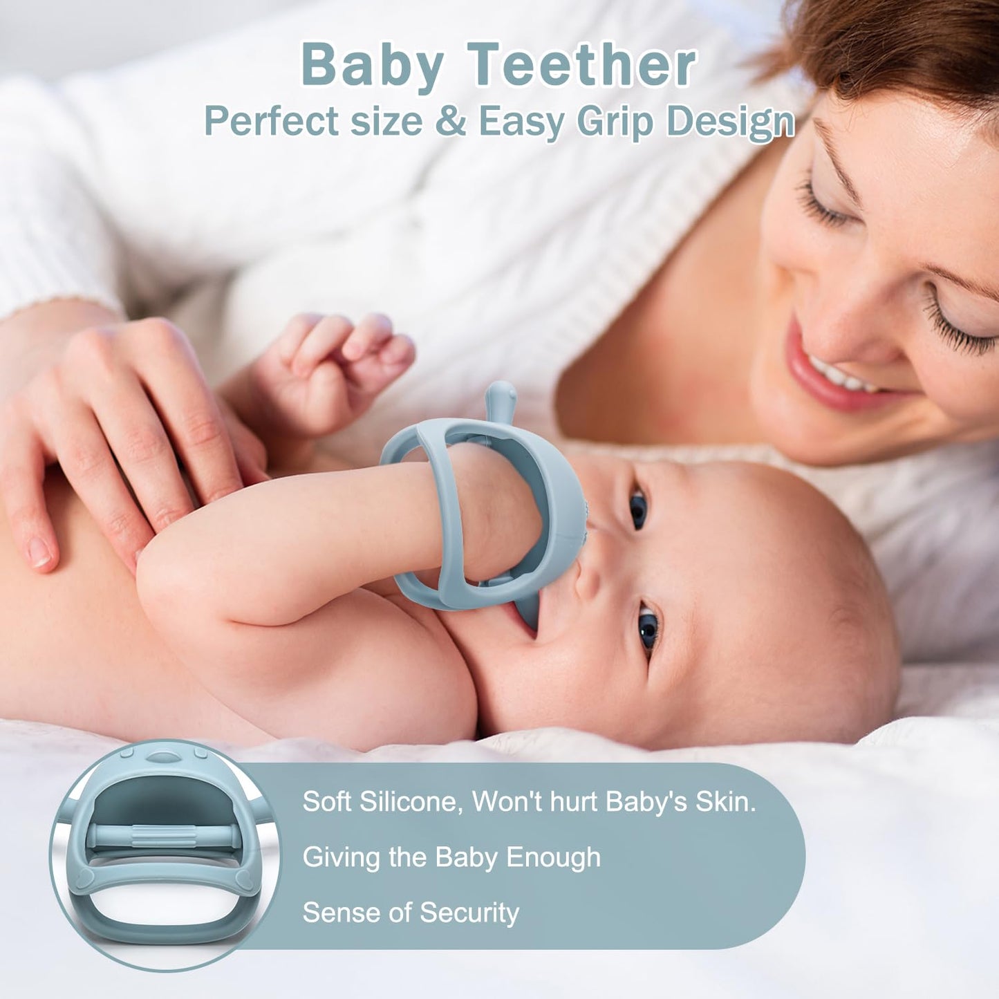 MISSLILI Baby Silicone Fruit Food Feeder & Pacifier, Breastmilk Popsicle Molds, BPA Free Food Storage Containers, Infant Teething Toy (Blue)