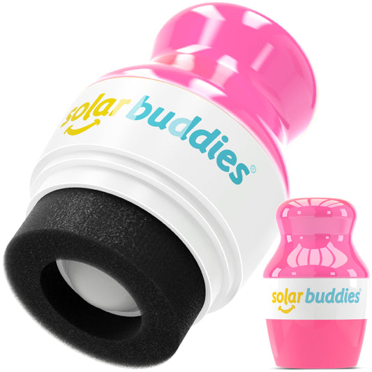 Solar Buddies Sunscreen Applicator - Single Pink - Refillable Roll on Sponge Sunscreen, Suncream & Lotion Applicator For Kids, Adults & Families - Holds 3.4fl oz, Perfect Size for Travel