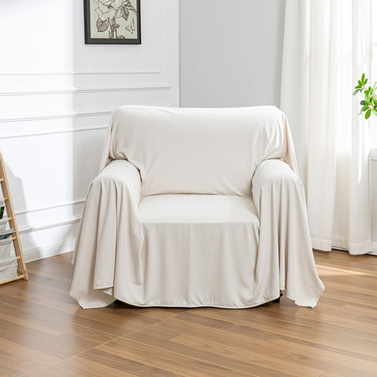 MEETSKY Chair Cover Cat Scratch Proof Recliner Chair Covers, Oversized Armchair Sofa Covers Washable Sofa Slipcover for Single Couch, Soft Small Couch Slipcover for Pets Dogs, 71" x 91", Creamy White