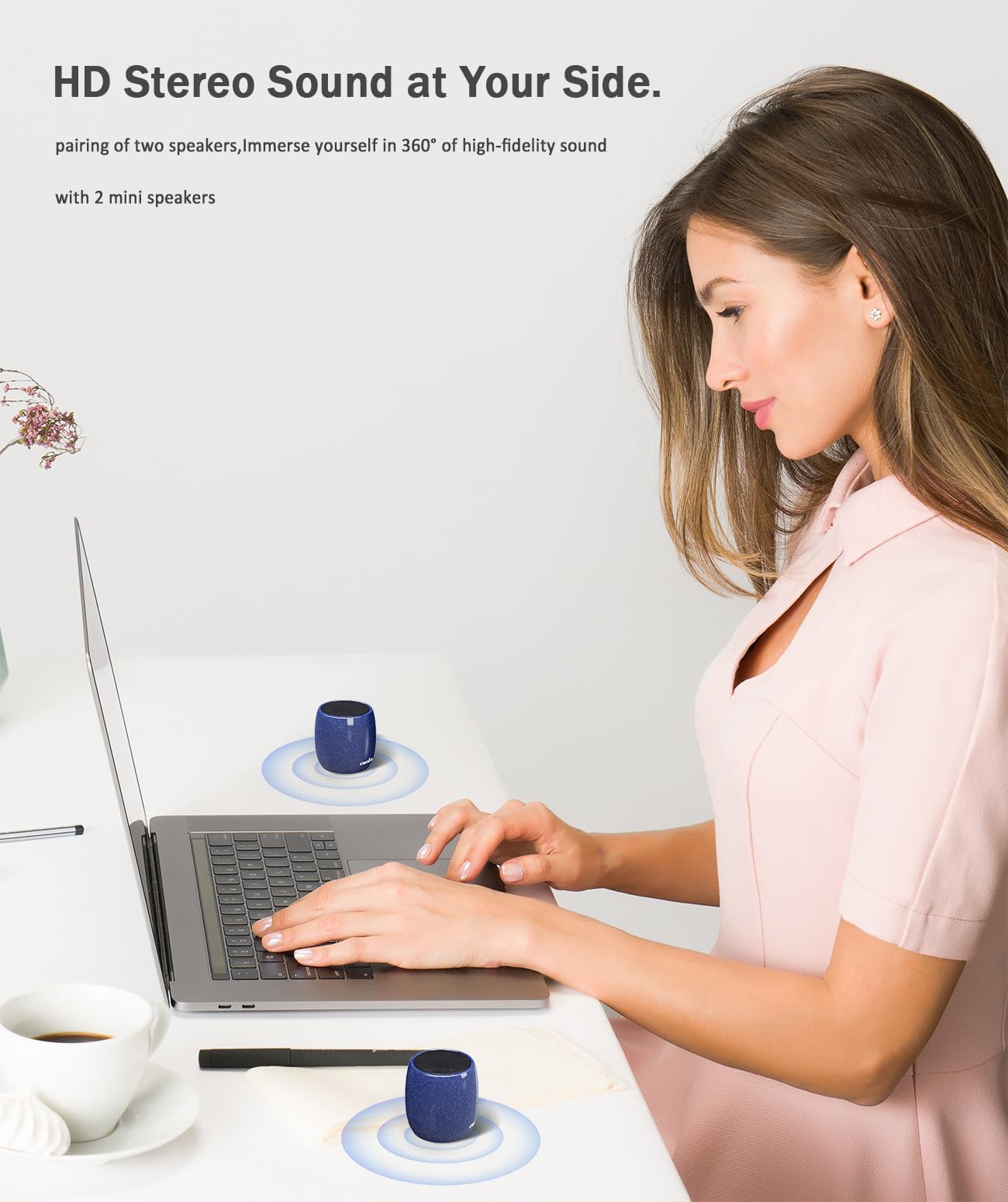 Small Speaker, Bluetooth Speaker with 360°HD Stereo Sound and Robust Bass, Mini Speakers with Hands-Free Call, IP67 Waterproof, Portable Speakers for Shower, Room, Car, Trip, Ideal Gift for Men, Women