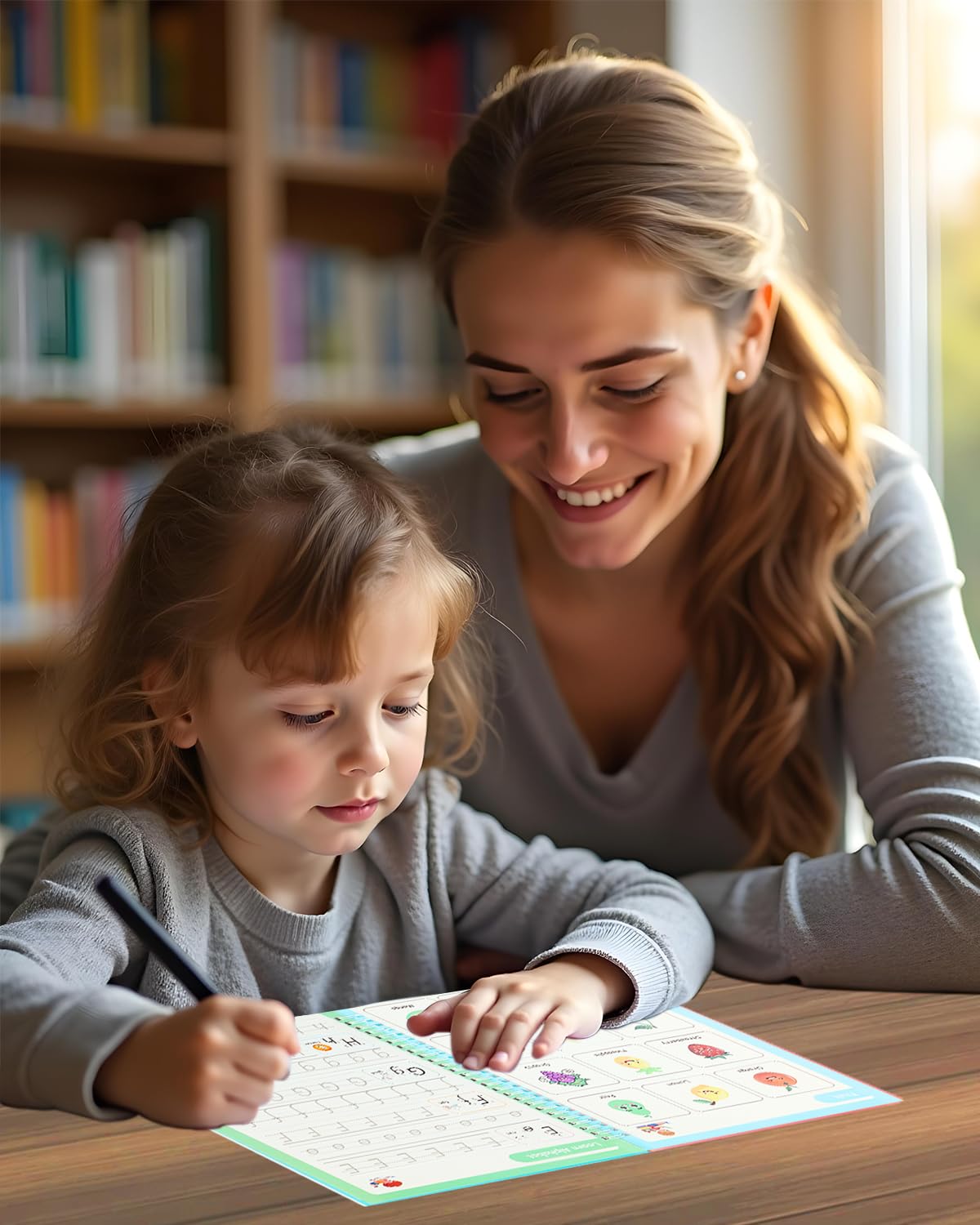 5 Pack Large Magic Workbook Grooved Handwriting Practice Books with Pens - Reusable Copybook Set to Improve Writing Skills - Ideal for Preschool Kindergarten Children Ages 3-8