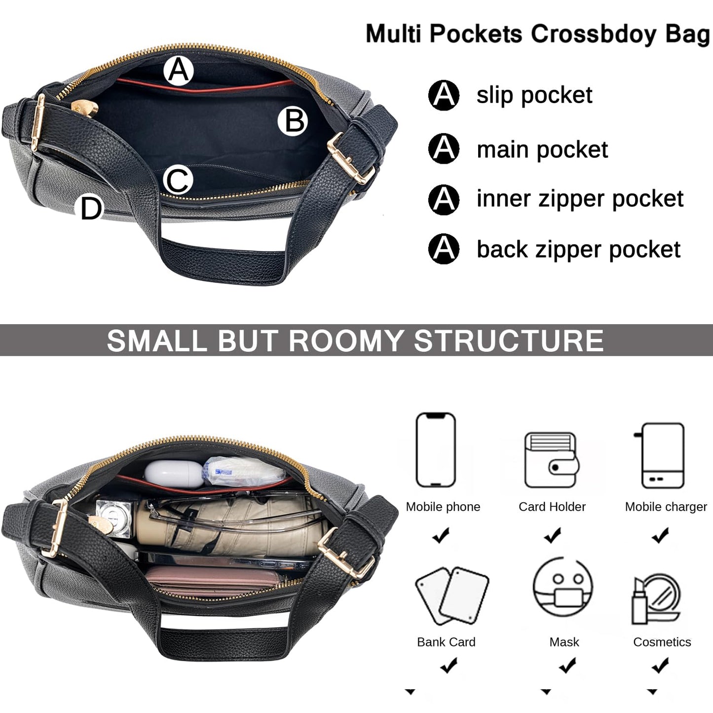 Small Crescent Shoulder Bags Purses for Women Retro Classic Crossbody Bags Cute Clutch Tote Purse and Handbag