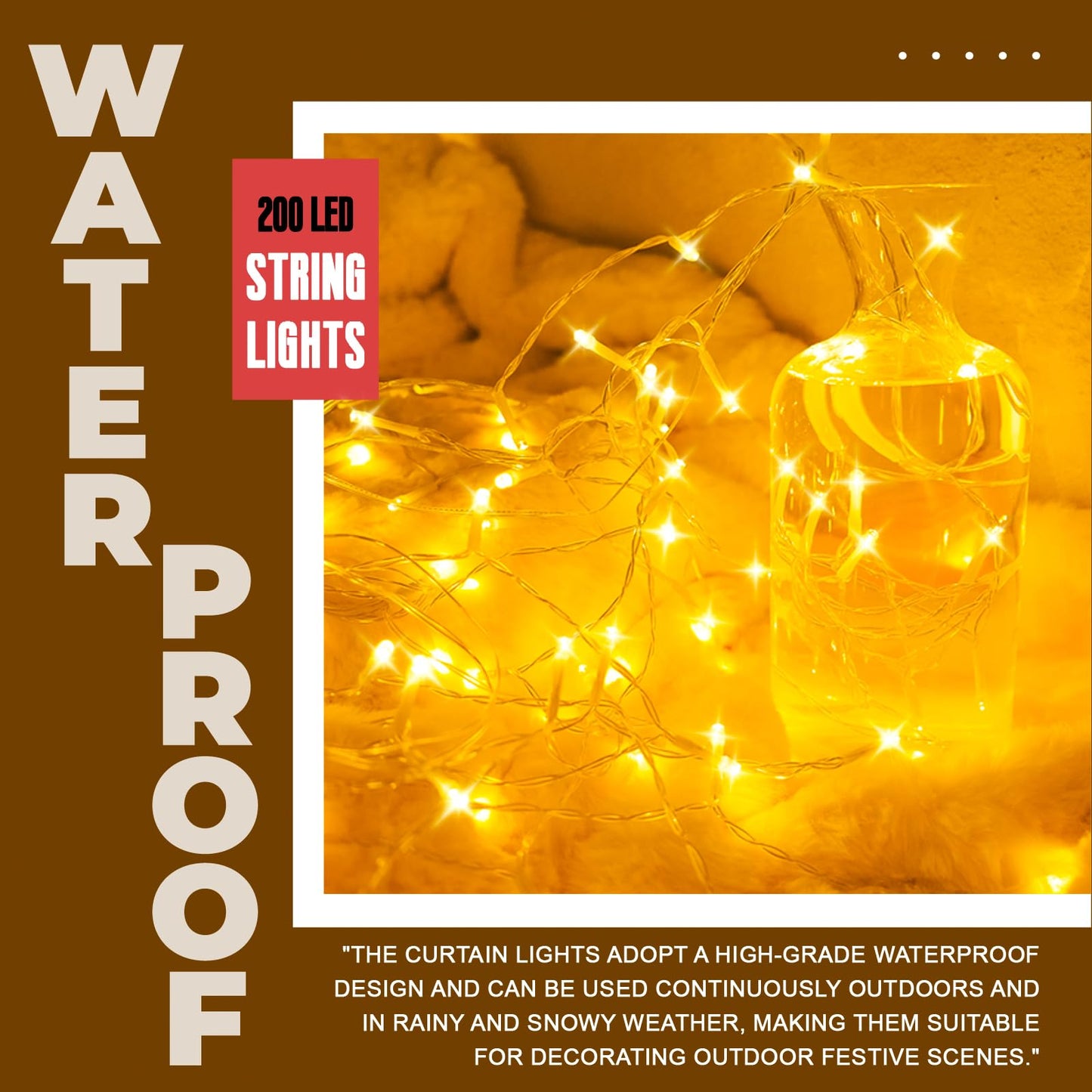 SINAMER Curtain Light for Bedroom, 200LED 6.6x6.6ft Warm White Window Wall Hanging Fairy Curtain String Light, 8 Modes Remote Fairy String Lights Indoor for Wedding Party Home Garden Decorations