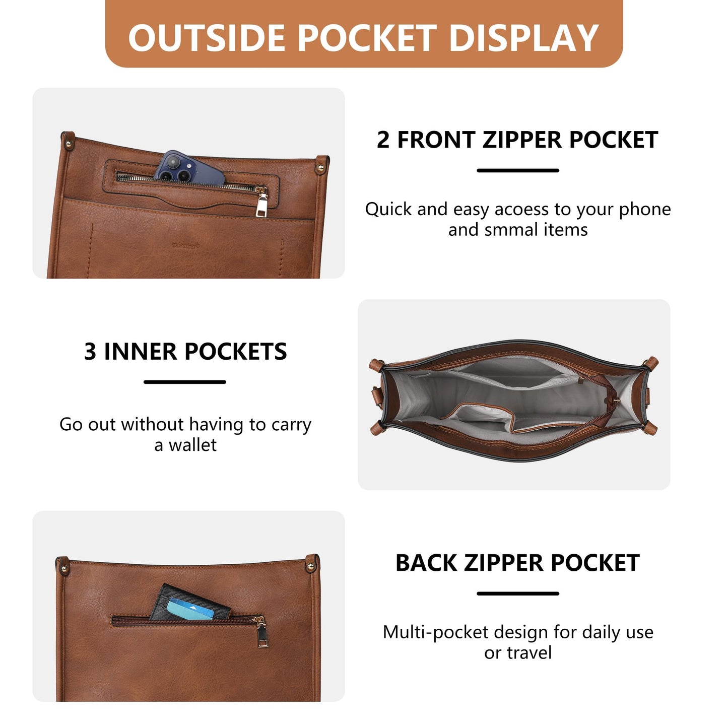 TANTOMI Crossbody Bags for Women Crossbody Purses for Women Hobo Bag Shoulder Bag Handbags with Guitar Strap-7 Pockets