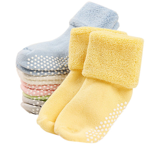 VWU Baby Toddler Kids Ankle Crew Socks with Grips Unisex Warm Thick Cotton Winter Socks 3-12 Months 6 Color