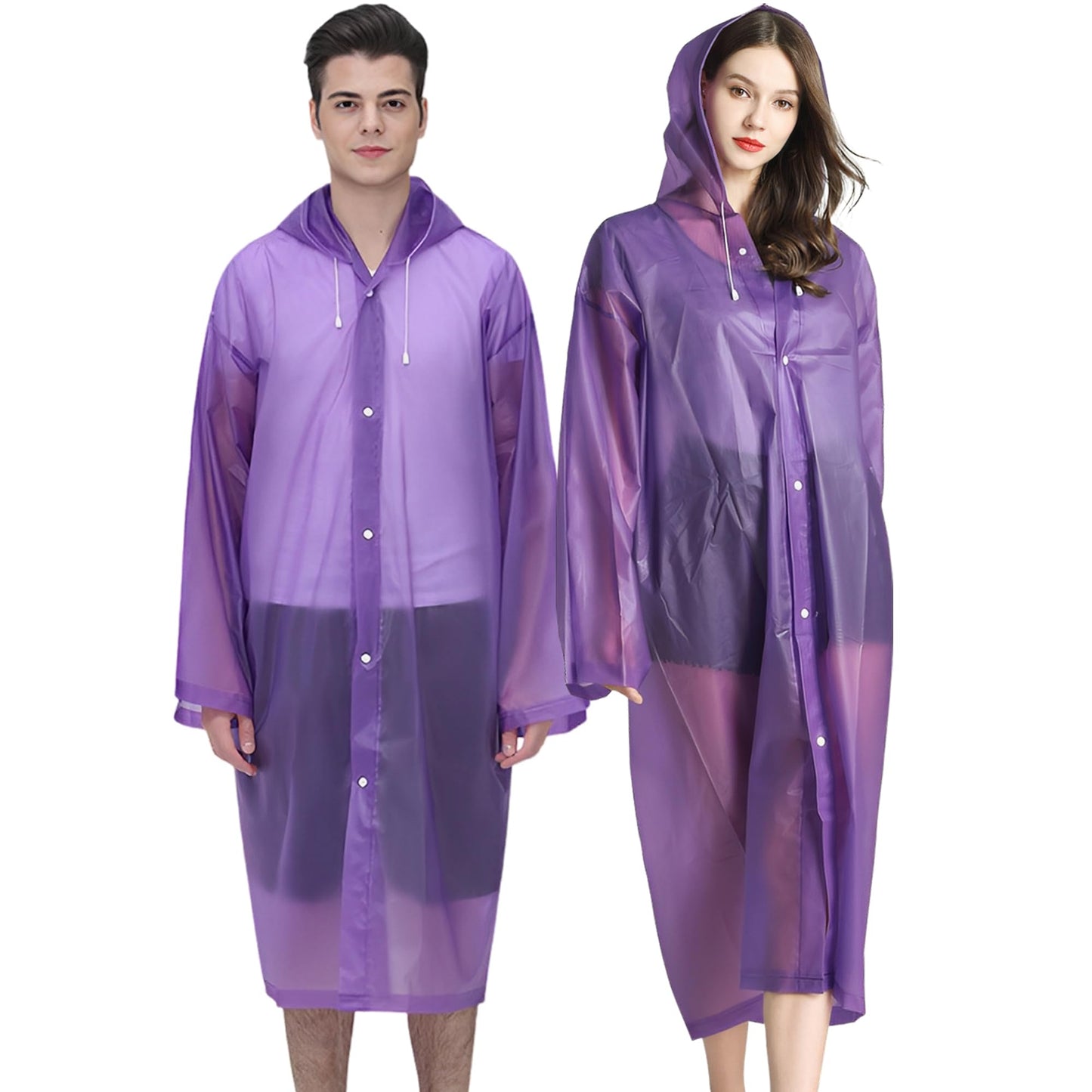 Cosowe Rain Ponchos for Adults Reusable, 2 Pcs Raincoats Emergency for Women Men with Hood and Drawstring