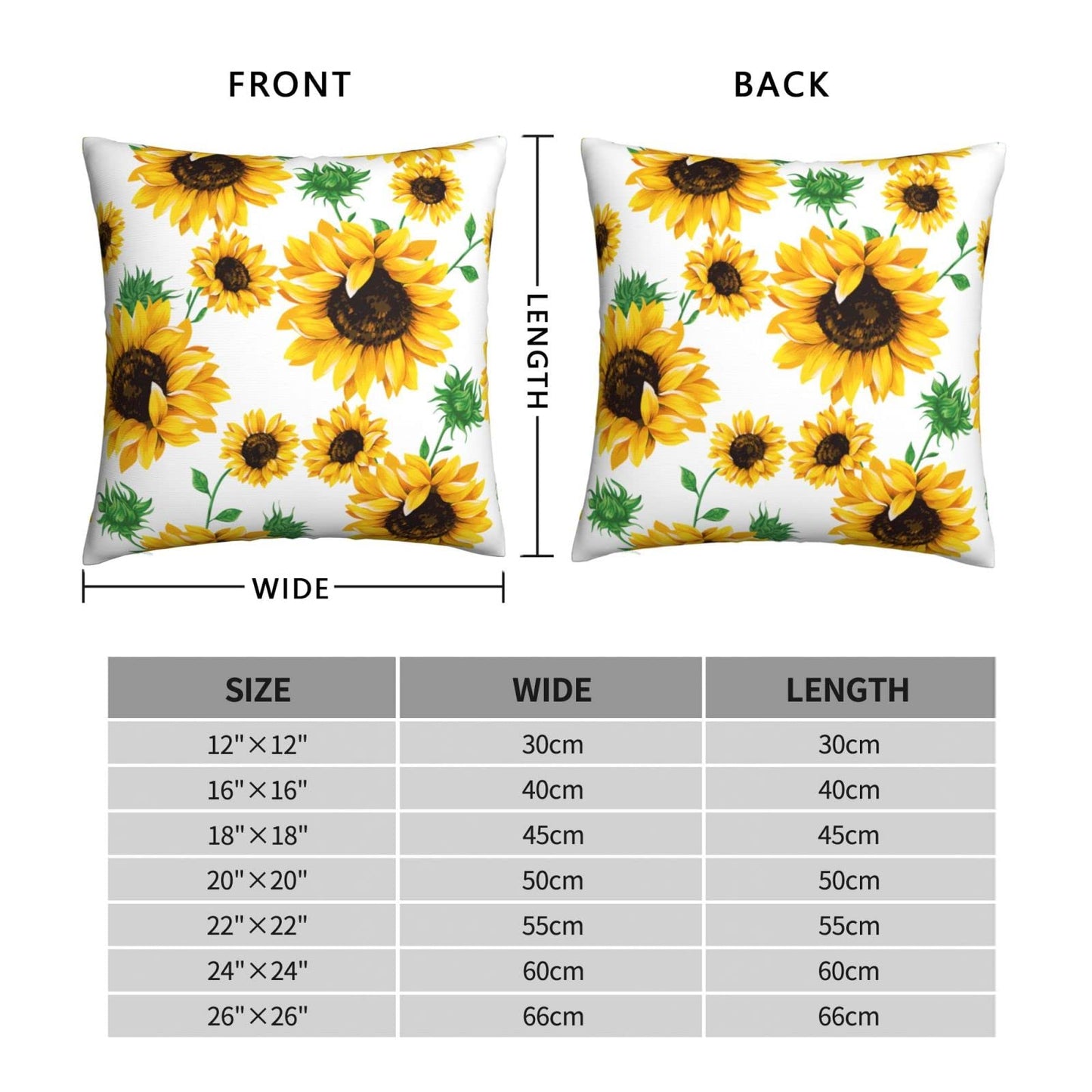 Wizfuyq Yellow Sunflower Throw Pillow Case Square Cushion Cover Home Decorative Sofa Armchair Bedroom Livingroom Standard Pillowcase 22 X 22 Inch
