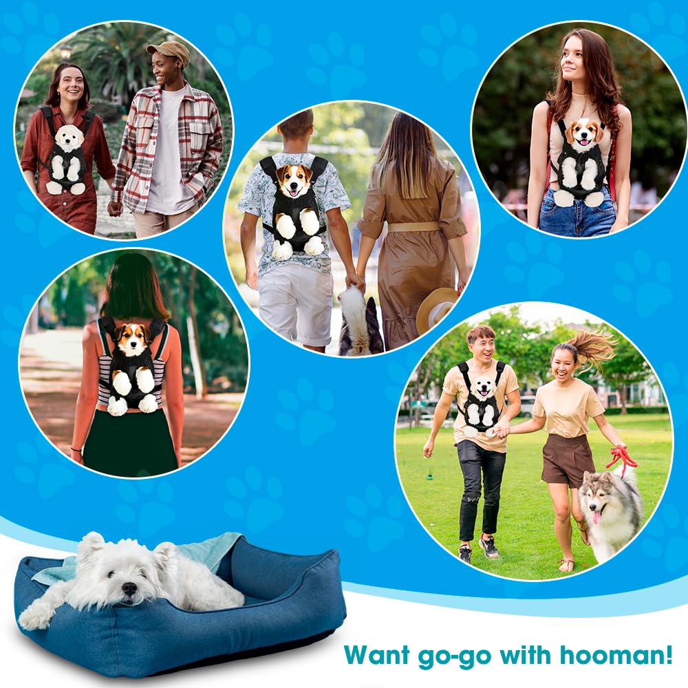 Dog Backpack Carrier, Adjustable Pet Front Carriers, Legs Out Carrying Sling Travel Bag for Small Medium Dogs 8-12 Lbs, Soft Wearable Puppy Chest Carry Backpacks for Walking/Hiking/Camping/Traveling