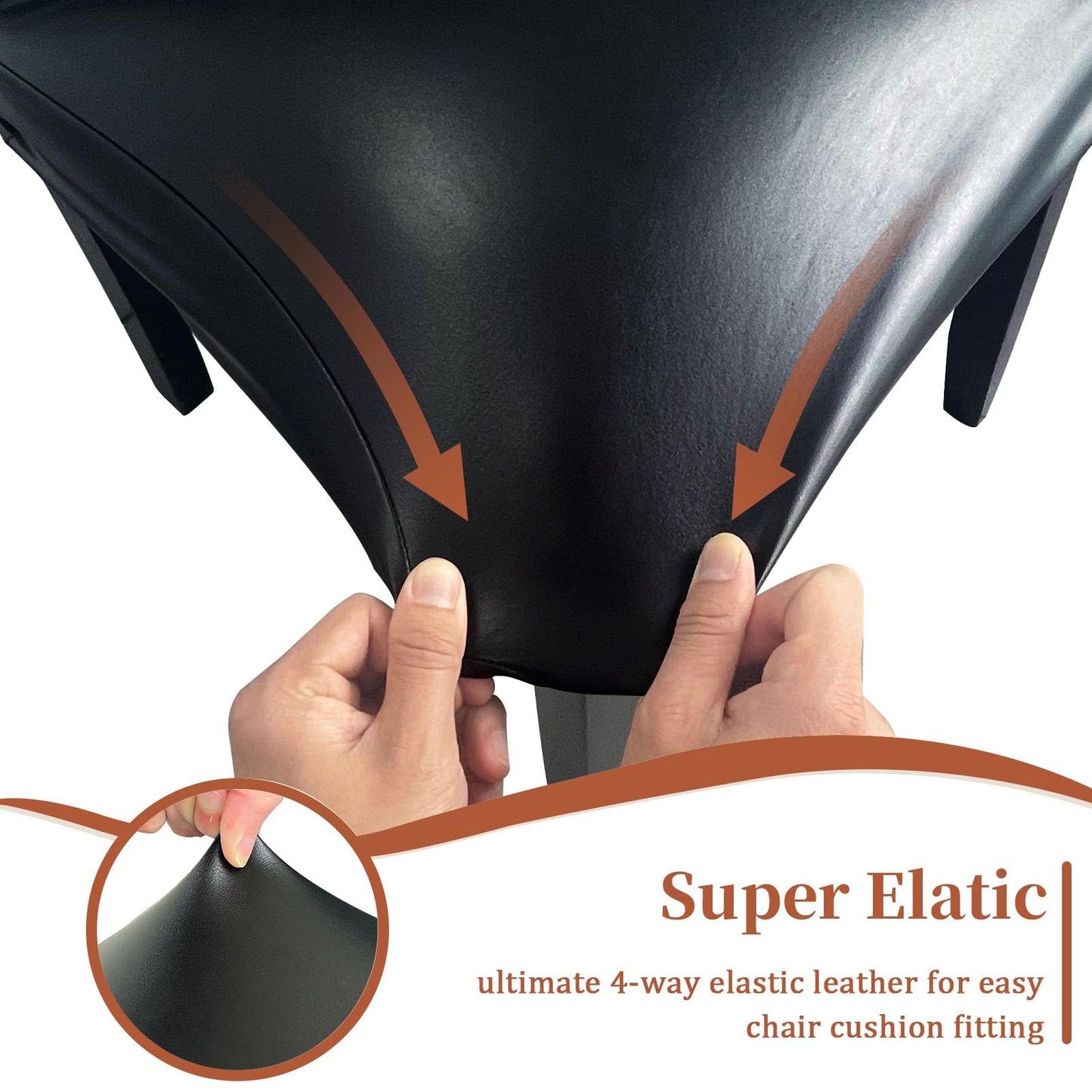 Pu Leather Dining Chair Covers set of 4, Waterproof Kitchen Chair Covers for Protecting Chairs from Stain/Scratch, Soft & Elastic Parsons Chair Slipcover Well-Fitted for Dinning Room(Black, 4Pcs)