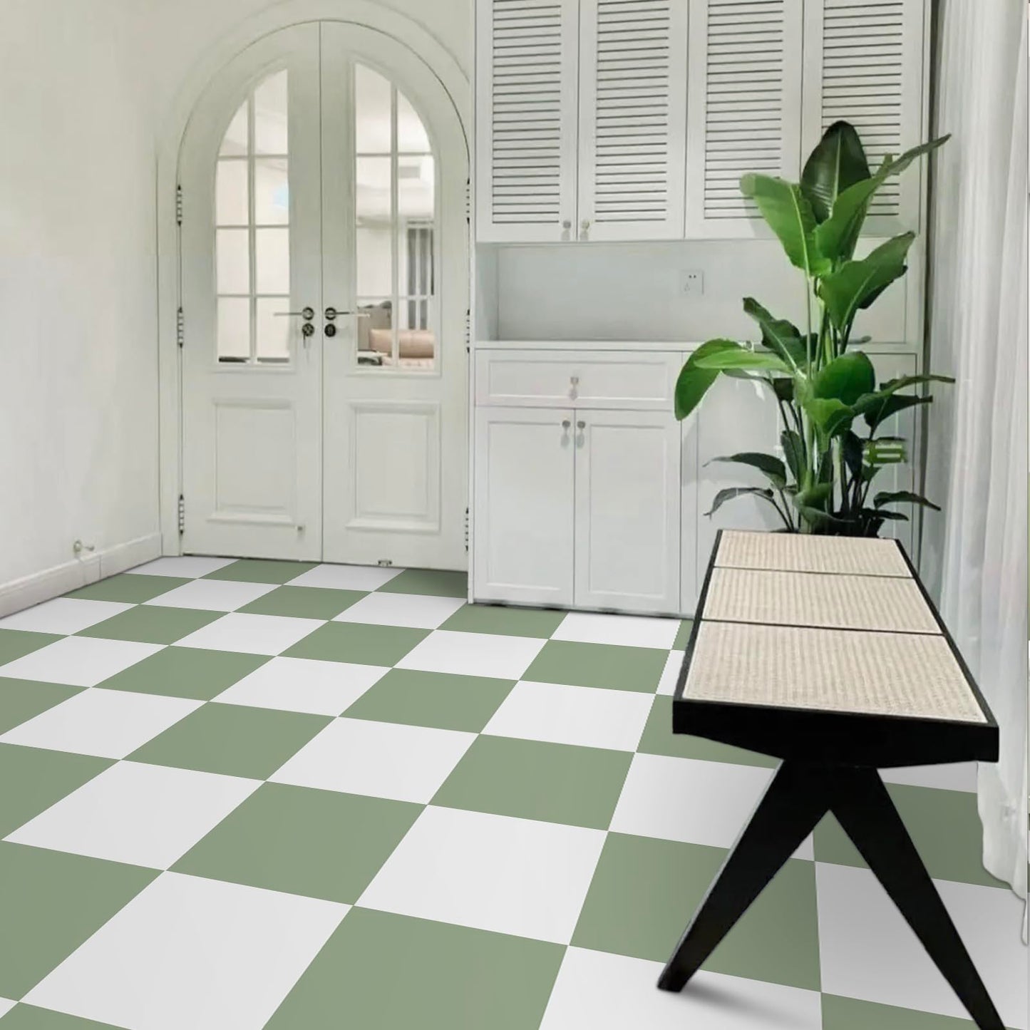 Alow 20pcs Peel and Stick Floor Tile Waterproof, Light Green Vinyl Flooring Easy to use, Peel and Stick Flooring Suit for Bathroom,Kitchen,Toilet(12inX12in)