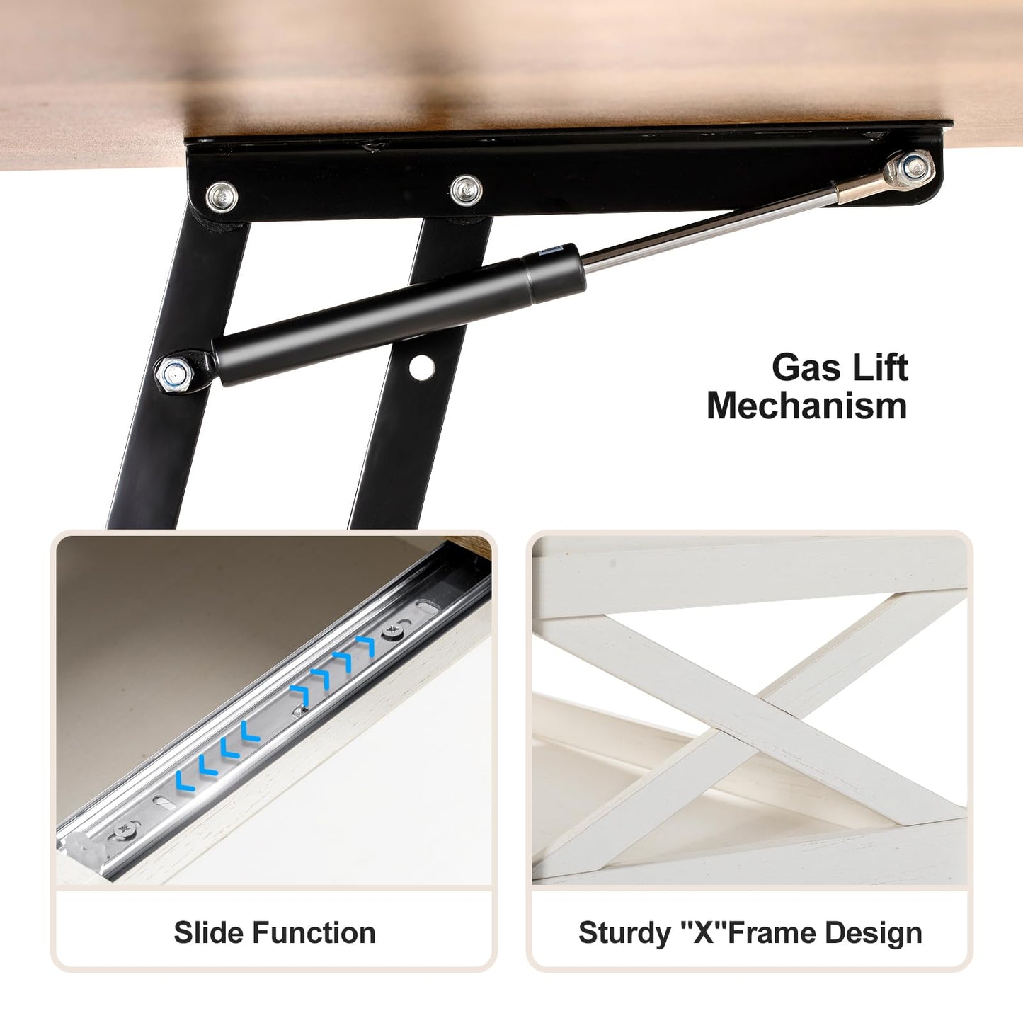 Vendricasa Lift Top Coffee Table with Storage, 39" Wooden Table for Lifting Top with Hidden Compartment, X Design Coffee Table for Living & Office & Reception Rooms, Rustic Brown