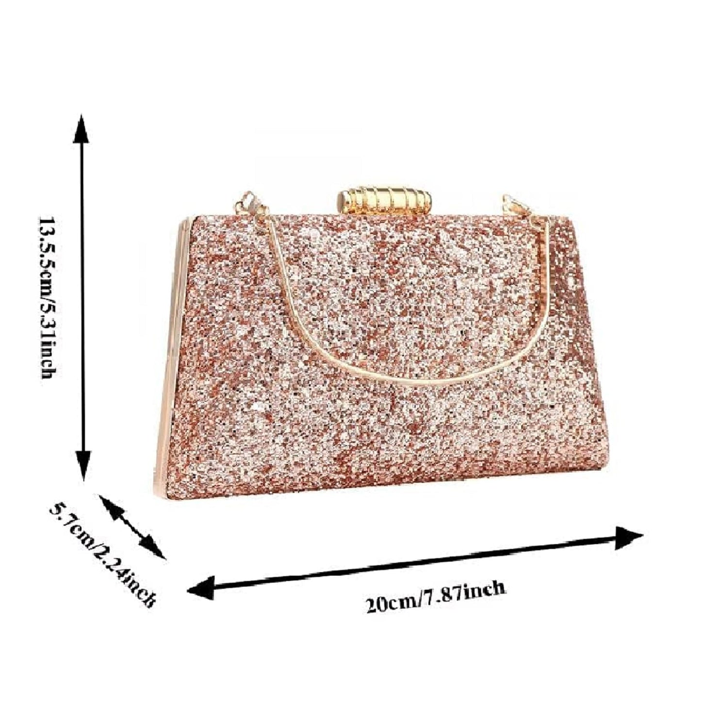 YYW Womens Clutch Evening Bag Wedding Party Purse and Shoulder Handbag (Rose gold color)
