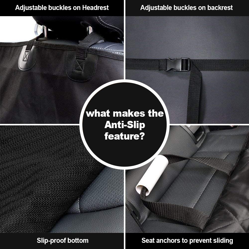 AsFrost Dog Seat Cover Cars Trucks SUVs, Thick 600D Heavy Duty Pets Car Seat Cover, Waterproof & Wear-Resistant Durable Nonslip Backing & Hammock Convertible, Black, 2 Pack