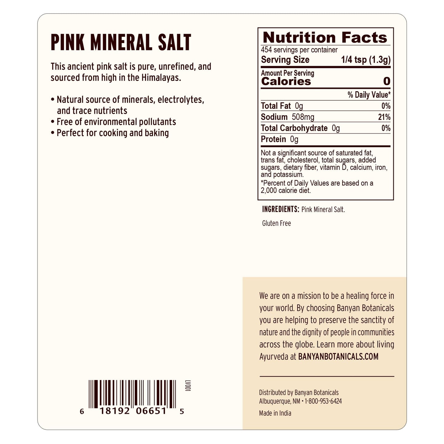 Banyan Botanicals Pink Mineral Salt – Fine Ground Pink Himalayan Salt – For Cooking, Baking, Beauty, and Bath – 1 Pound – Gluten Free, Vegan, Non-GMO