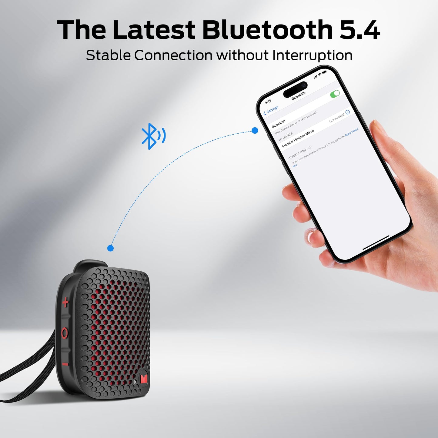 Monster Blaster Micro Wearable Bluetooth Speaker, Clip-On Wireless Small Portable Speaker with Built-in Mic (Non-Magnetic), IPX7 Waterproof, TWS, Hands-Free Music/Calls for Work/Cycling/Running, Black
