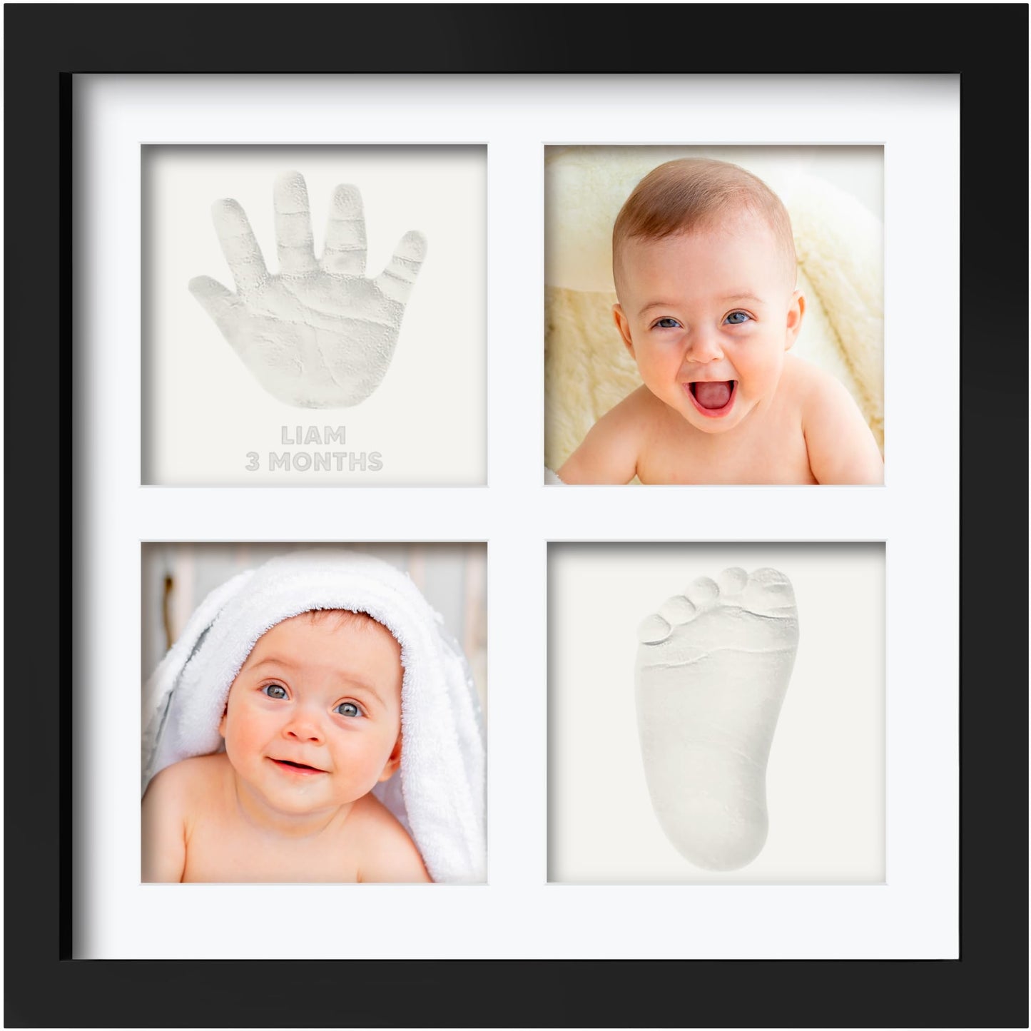 Baby Hand and Footprint Kit - Quick Dry Clay Baby Footprint Kit, Newborn Keepsake, Nursery Picture Frame for Boys, Girls, Personalized Gifts for Shower & Registry, New Mom Gift (Ash Wood)