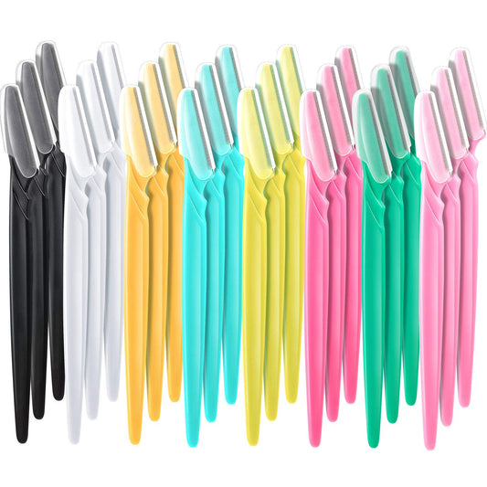 Boao 24 Pcs dermaplaning blades for face Eyebrow Razor face razors for women dermaplane razor Colorful Facial Razor Shaper Trimmer with Precision Cover Dermaplaning Tool