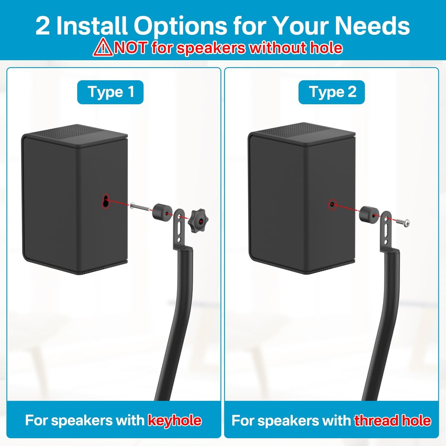 Speaker Stands for Vizio Speaker Stands Pair with Speaker Wall Mount - Floor Speaker Stand for Vizio Surround Sound Speaker Stands Height Adjustable for Vizio M512a-h6 M51ax-J6 Speaker Stand