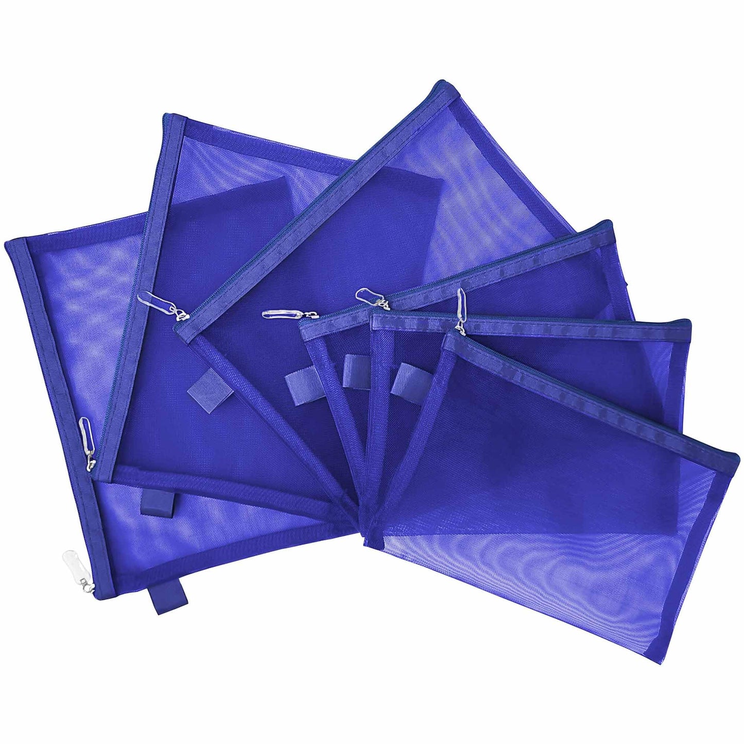 Topfinder Clear Cosmetic Bags Zip Makeup Mesh Bags Pencil Case Pouch Travel Toiletry Kit Set Storage Case ((6A+5A)*3 Dark Blue)