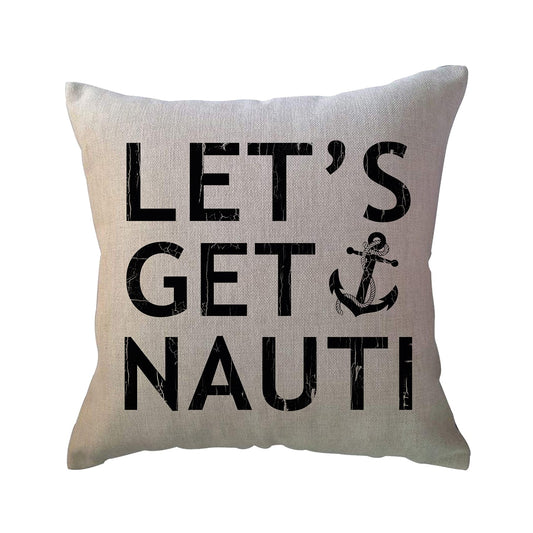 ULOVE LOVE YOURSELF Costal Beach Throw Pillow Cover Let’s Get Nauti Anchor House Decor Cushion Covers Nautical Summer Decorative Pillowcases 18x18 inch