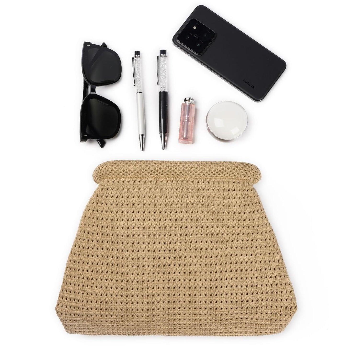 Keridean Crochet Clutch Summer Beach Purse Women 2025 Evening Handbag Woven Chain Crossbody Dumpling Knit Cloud Bag