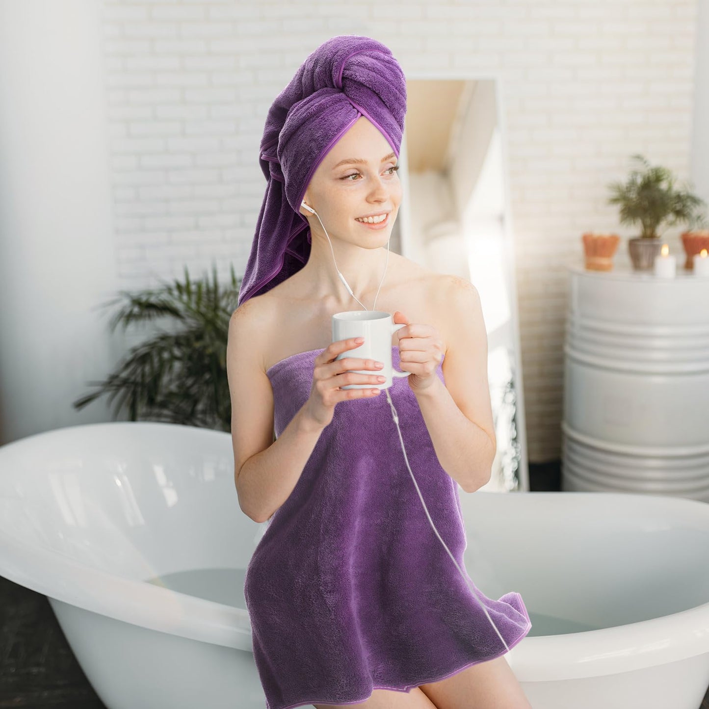 Mixweer 24 Piece Oversized Towels Set Dark Purple Microfiber Absorbent Towels for Spa Camping Bathroom Beach 4 Oversized Bath 2 Bath Sheets 6 Hand 8 Wash Cloths 4 Fingertip