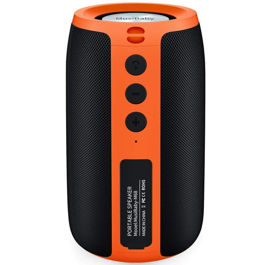 Bluetooth Speaker,MusiBaby Speakers Bluetooth Wireless,Waterproof,Outdoor,Portable Speaker with Stereo Sound,Booming Bass,Dual Pairing,Bluetooth 5.0,24H Play,Speaker for Home,Party,Travel,Gifts-Orange