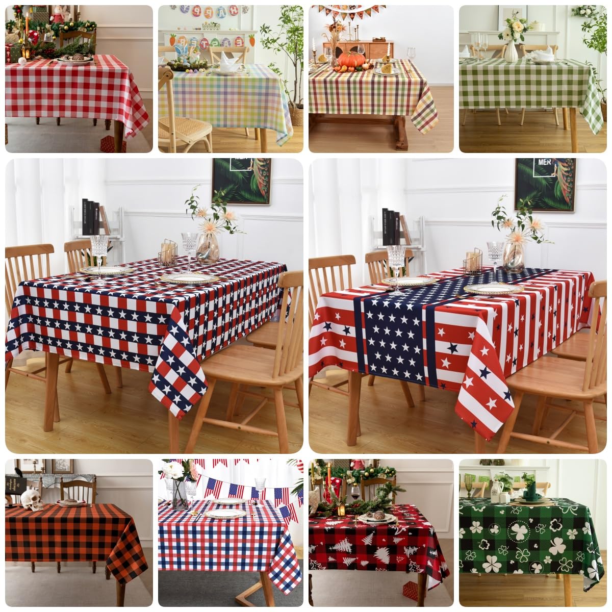 Essifunia Gingham Plaid Tablecloth - Rectangular 58x102 Inch Water Resistant Halloween Decorations Table Cloth for Indoor Use - Seasonal Fall Harvest Table Cover for Kitchen, Picnics, and Parties
