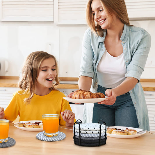 Coasters for Drinks, Coasters Set of 4 - Color, 8 Pack Coaster Set, Absorbent Coaster with Holder, Coffee Table Decor, Living Room Decor for House Warming Gifts