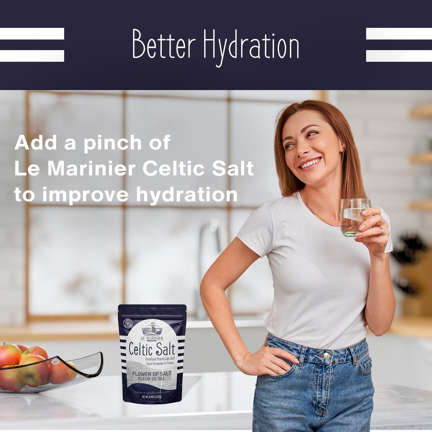 Le Marinier Fleur de Sel 0.6lb - 8.81oz. French Sea Salt- Flower of Salt. Mineral Rich, Unrefined, 100% Natural, Hand Harvested, Finishing Salt (0.6lb Fleur de Sel)