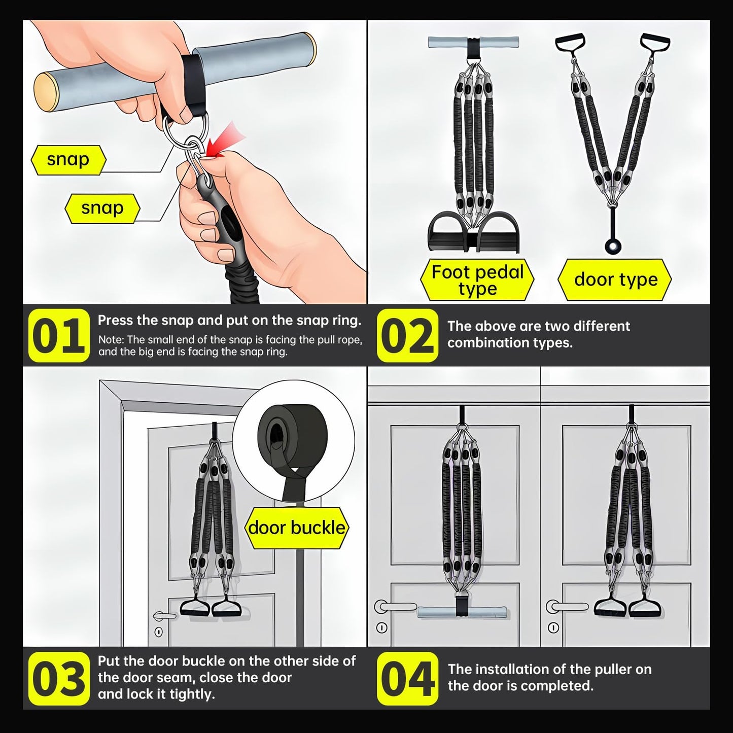 Awaiymi Pedal Resistance Band, Exercise Bands With Handles, Elastic Sit Up Pull Rope, Workout Equipment for Physical Therapy, Home Fitness, Strength Training With 8 Shape Fitness Band