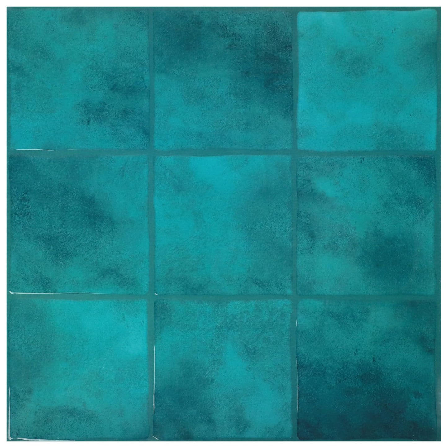 Peel and Stick Backsplash Tiles, 10 Sheets Blue Costa Faux Spanish Handmade Tile for Kitchen, Bathroom, Wall Tile (12" × 12")
