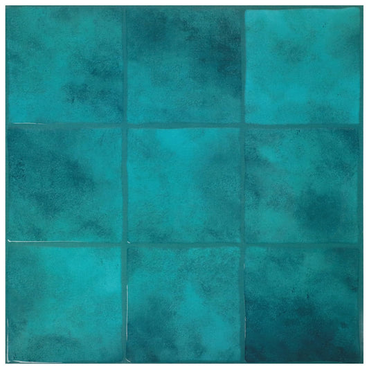 Peel and Stick Backsplash Tiles, 10 Sheets Blue Costa Faux Spanish Handmade Tile for Kitchen, Bathroom, Wall Tile (12" × 12")