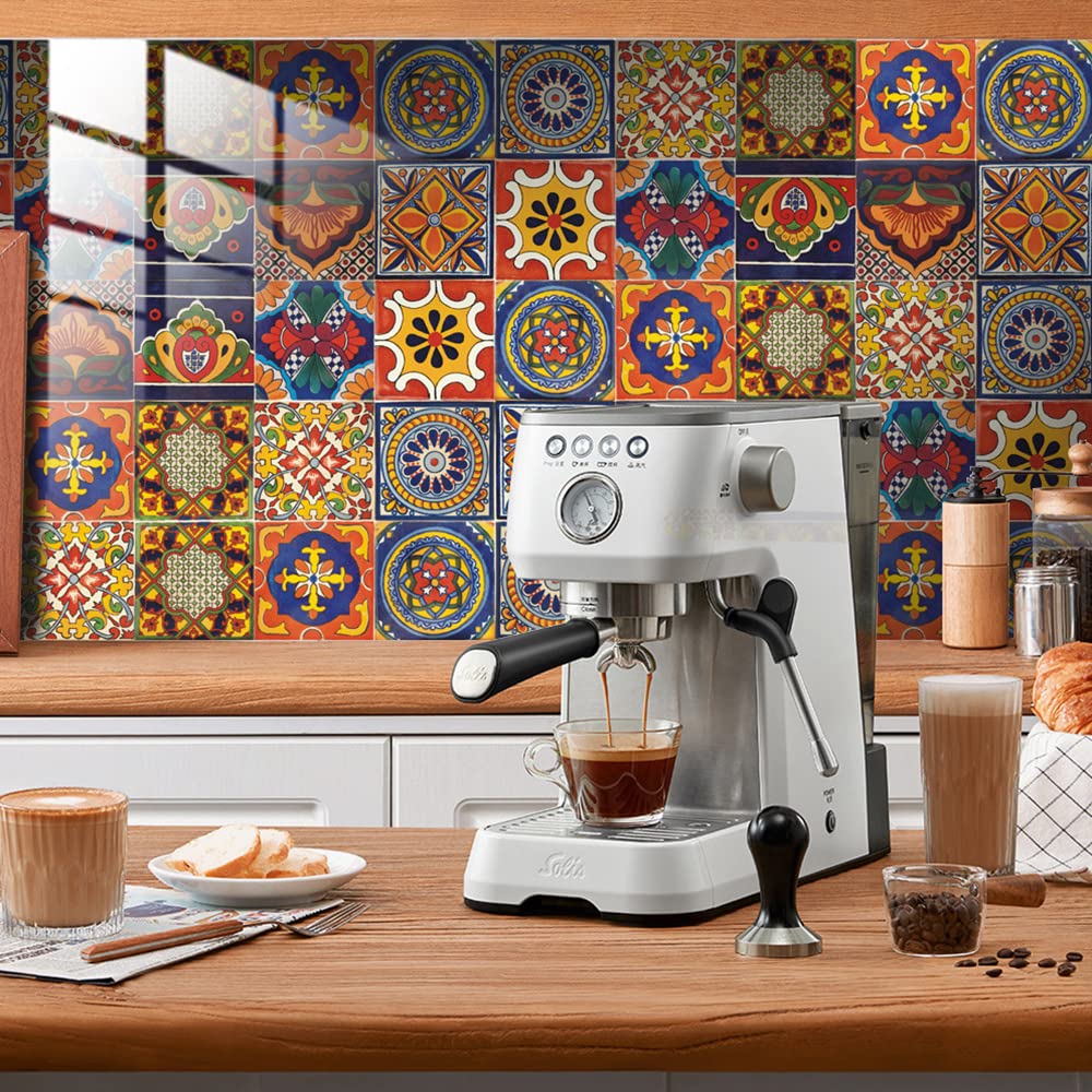 20 Pcs 4"×4" Tile Stickers Peel and Stick, Self Adhesive Waterproof Removable Mandala Style Tiles Backsplash for Kitchen Bathroom Furniture Staircase DIY Home Decor (4"×4", TS295)