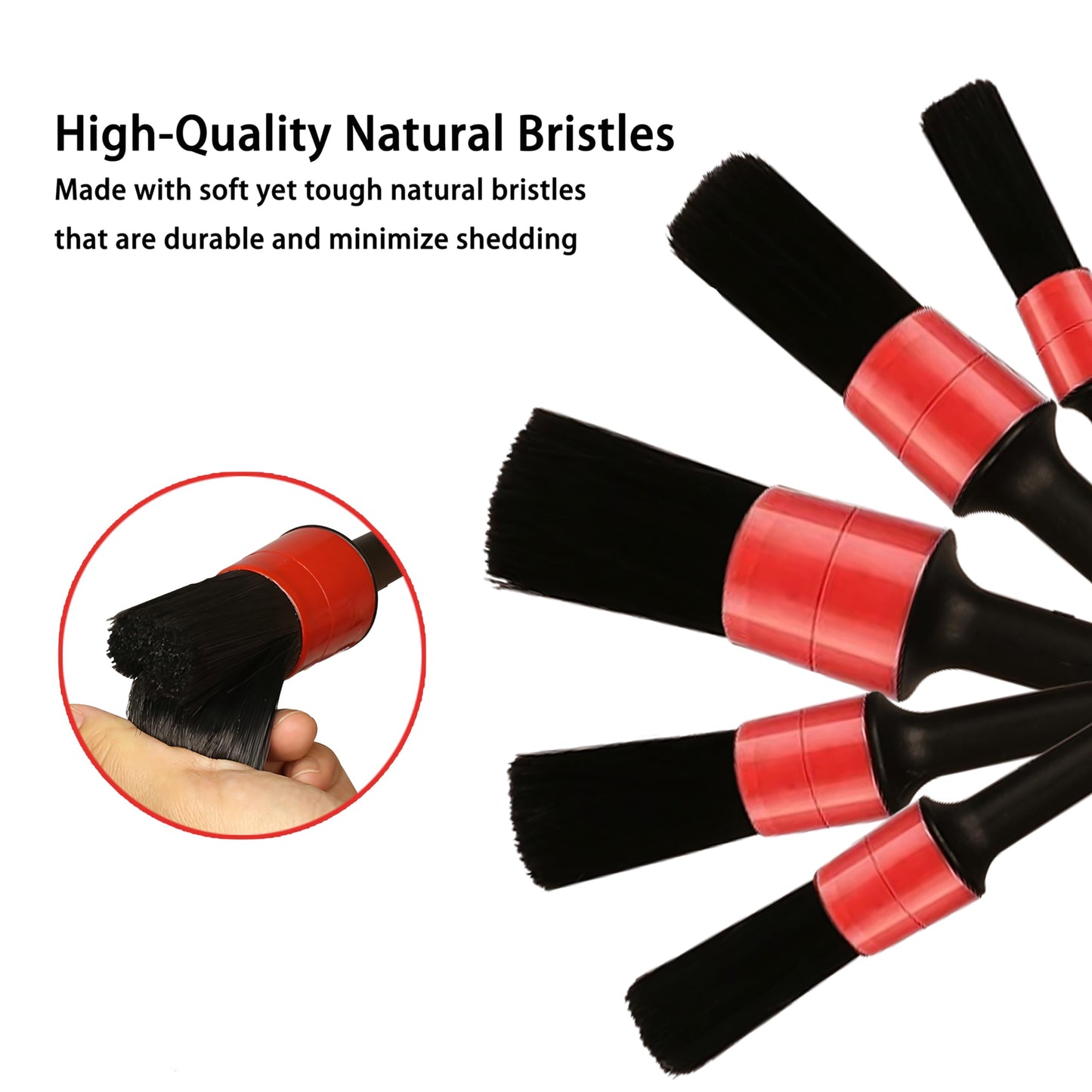 Coltree Car Detailing Brush Set, Scratch-Free Soft Bristle Brushes for Interior and Exterior Cleaning, Wheels, Air Vents, Dashboard, and Leather Surfaces, 5 Pcs