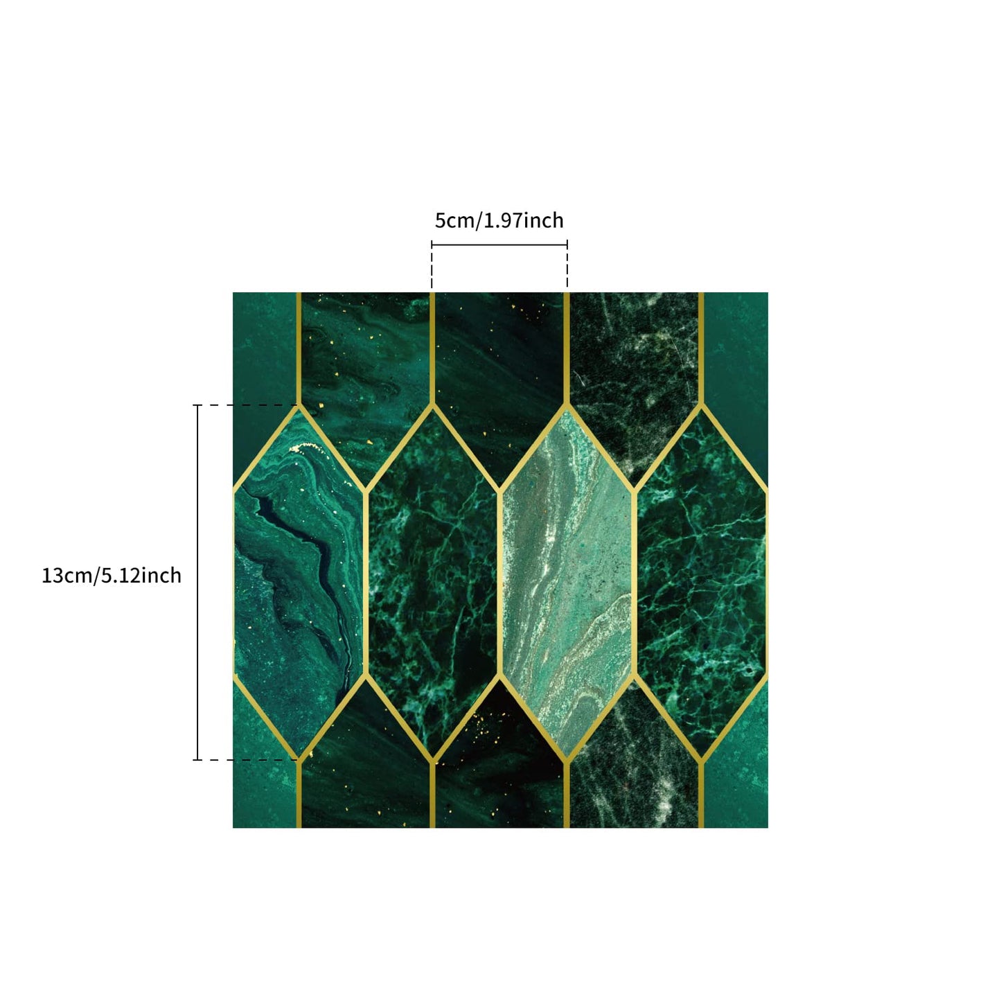funlife 10Pcs Art Deco Peel and Stick Thick Kitchen Backsplash, Self Adhesive Wall Tile, Flat Glossy Stickers for Home Decor, Holographic Emerald 7.87"x7.87"
