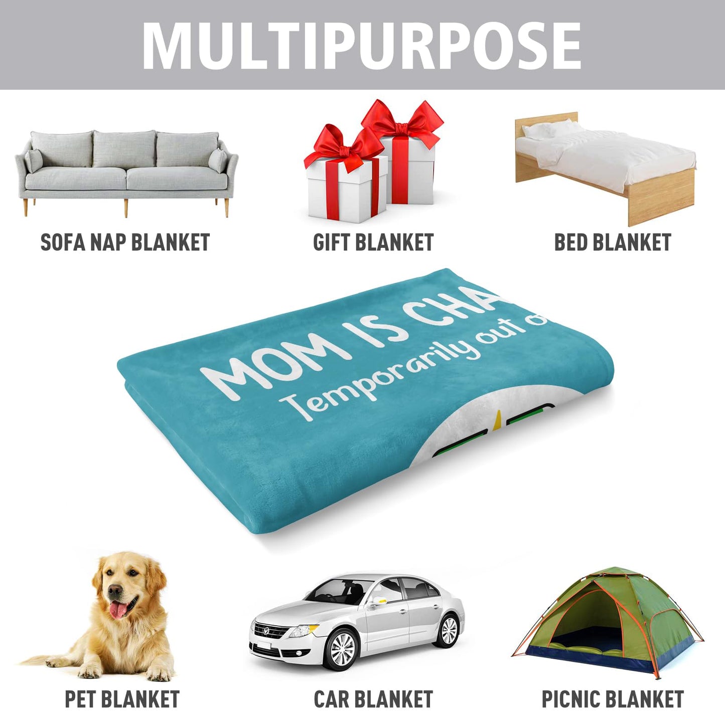 Craftique Gifts for Mom Birthday Christmas- Funny Soft Mom is Charging Blanket- New Moms Gifts for Women, Practical Blanket Throw for Napping Travel, 60”×50”