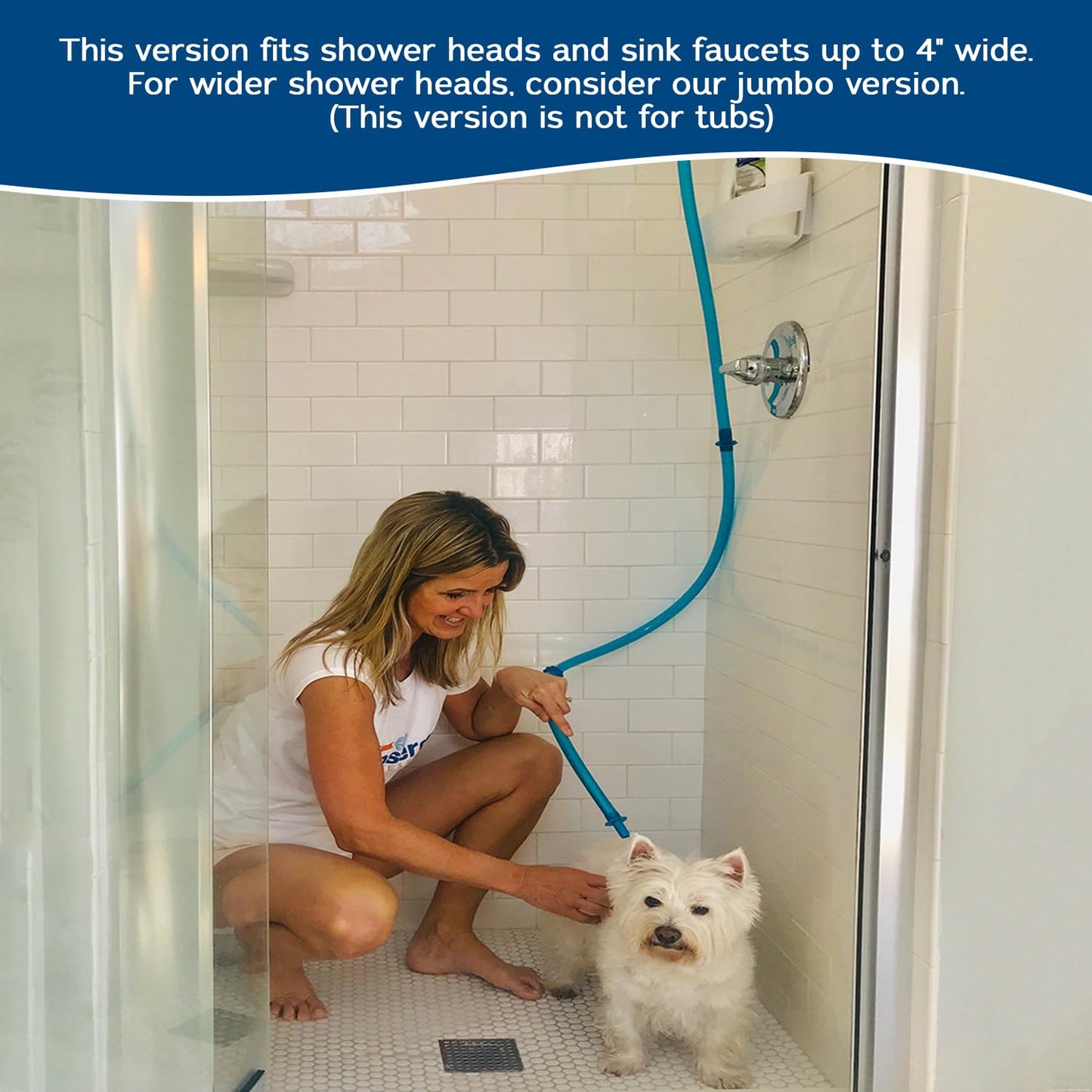 Rinseroo Dog Spot Washer – 6ft Slip-On Shower Hose for Easy Pet Rinsing, Fits Showerheads Up to 4” – Stress-Free Way to Clean Dogs Without a Full Bath, Shark Tank Product (Not for Tubs)