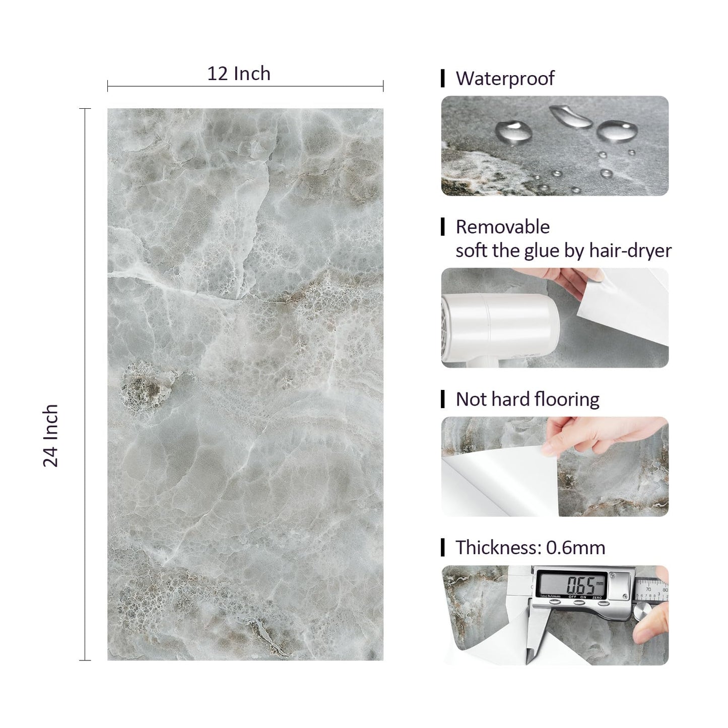 Livelynine Peel and Stick Floor Tile Green Marble 24X12" 4-Pack Stick on Vinyl Flooring Self Adhesive Floor Tiles Peel and Stick Waterproof Bathroom Flooring Tiles Kitchen Renter Friendly Laminate