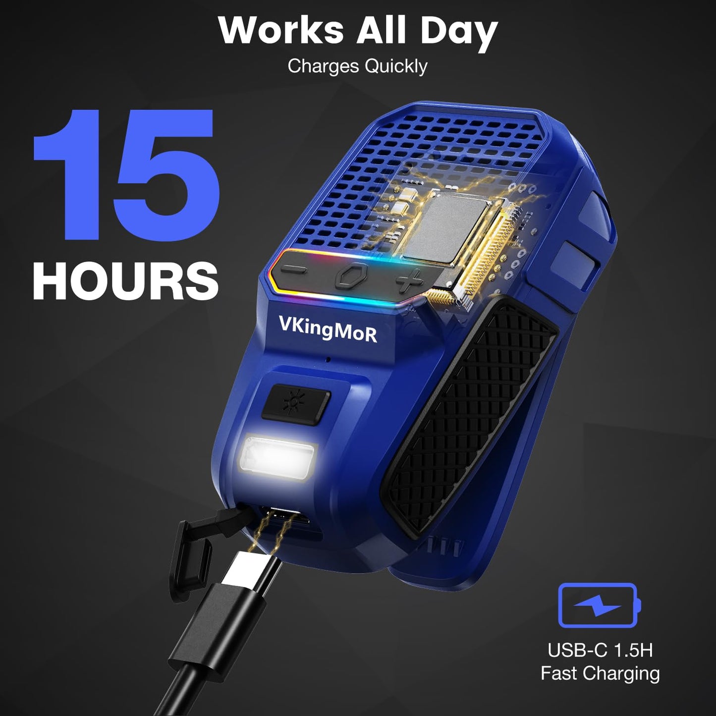 Wearable Bluetooth Speaker, Clip-On Portable Speaker with Built-in Mics Hands-Free Music and Calls for Hiking/Biking, Portable Bluetooth Speakers with LED Light, 15H Battery Life Speakers(Blue)