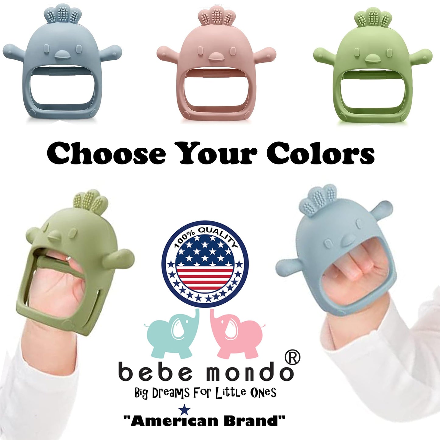 Infant Toys 0-6, Teething Toys 3-6 6-12 Months, Anti Drop Hand Teethers Baby Chew Toys for Teething Relief, Silicone Teether Pacifier Teething Mitten Newborn Toy 0 3 for Sucking Needs,BPA Free-Blue