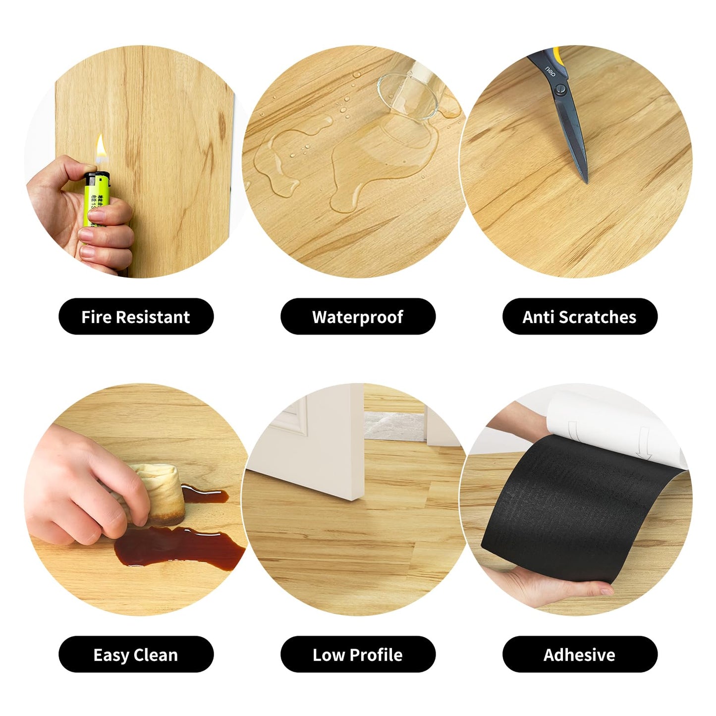 MULGREAT Peel and Stick Floor Tile, 54 Sq.Ft 36 Pieces 36"x6" Long Vinyl Flooring, 1.5mm Thick Waterproof Heavy Duty Wood Floorings for Bedroom Laundry Kitchen, Hickory