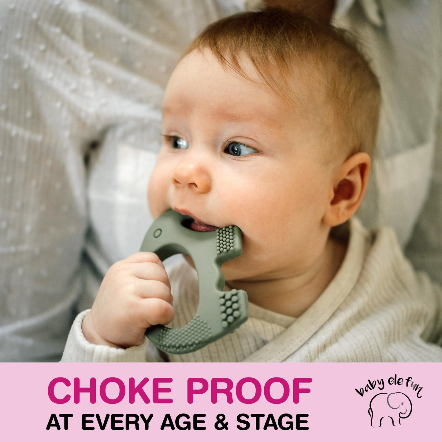 Teething Toys for Babies Age 0 to 6 Months - Baby Elefun 5X Pain Relief Smart Teether - Zero Developmental Delay Silicone Baby Teething Toy Ring - Cute Infant Shower Gift Chew Toy for Babies