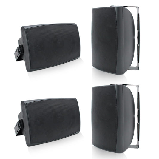 Herdio 6.5 Inch 800W Outdoor Bluetooth Speakers Wired Waterproof with Multifunctional Amplifier, Wall Mount Speaker for Patio Home Poolside Deck Backyard(2 Pairs,Black)