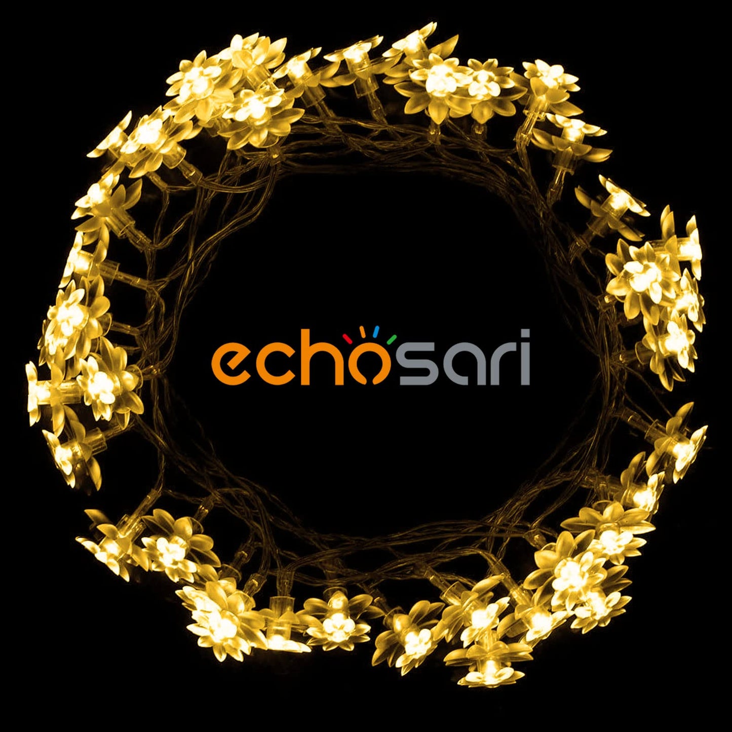 echosari Flower String Lights Battery Operated, 158" Lotus Flower Fairy Lights with Auto Timer 8 Modes, Soft Rubber Flowers String Lights Waterproof for Kids' Room Garden Patio Décor (Warm White)
