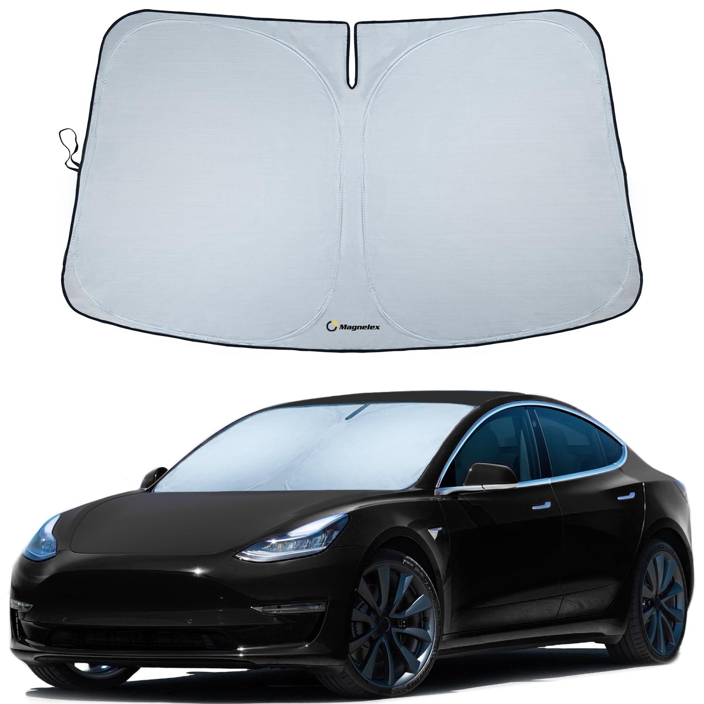 Magnelex Car Windshield Sunshade | Innovative No-Light-Pass Technology for Maximum Protection | Foldable Sun Shade Keeps Your Vehicle Cool | Fit for Cars, Trucks, and SUVs | Large (63 x 33.8 in)