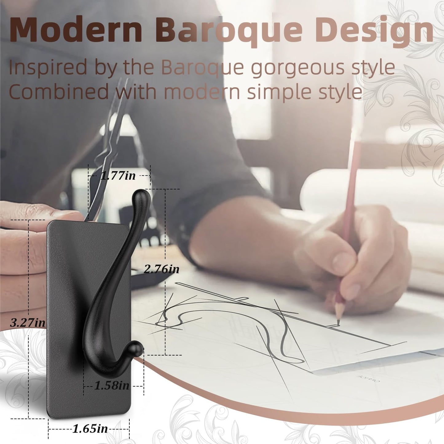 JCHOUS Towel Hooks, Solid Alloy Adhesive Wall Hooks for Hanging, Towel Hooks for Bathroom, RV, Kitchen, Closets, etc (Black, 4 Pack)